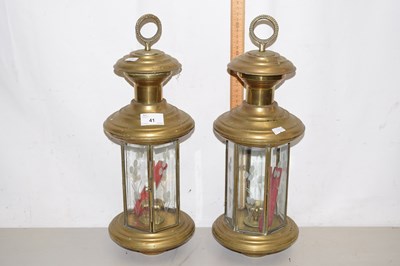 Lot 41 - Pair of brass lanterns