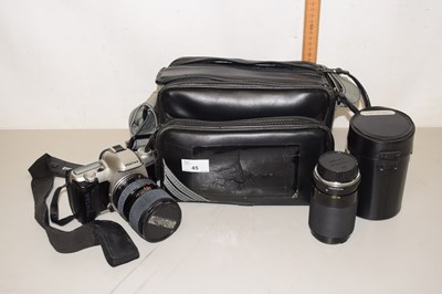 Lot 45 - A Pentax MZ50 camera with lenses and carry bag