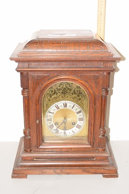 Lot 63 - Early 20th Century oak cased bracket or mantel...