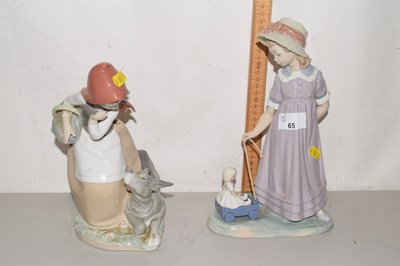 Lot 65 - Two Lladro figures, girl with dog and girl...