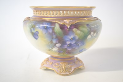 Lot 391 - A Worcester Hadley bowl painted with violets...
