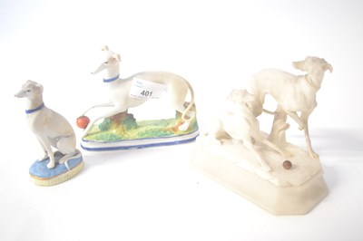 Lot 401 - Group of pottery models of greyhounds or...