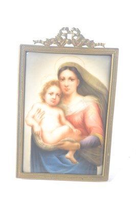 Lot 403 - A continental framed plaque of Madonna and child