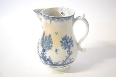 Lot 408 - A large Lowestoft porcelain jug with blue and...
