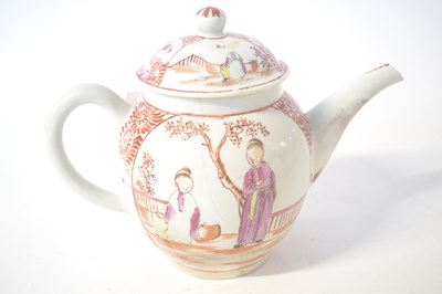 Lot 316 - A Lowestoft porcelain teapot and cover, circa...