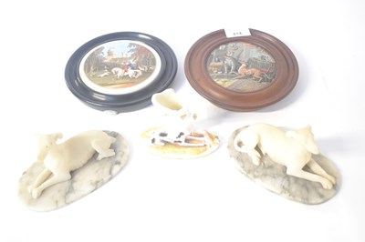 Lot 414 - A pair of greyhounds or whippets in alabaster...