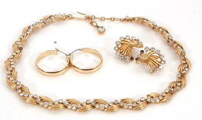 Lot 277 - A Trifari necklace and matching earrings, the...