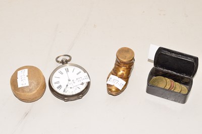 Lot 120 - Mixed Lot: Silver pocket watch, a boot shape...