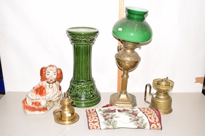 Lot 139 - Mixed Lot: Oil lamps, jardiniere stand and a...