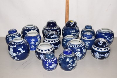 Lot 160 - A collection of Chinese prunus pattern ginger...