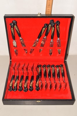 Lot 190 - Case of modern cutlery with birds head handles