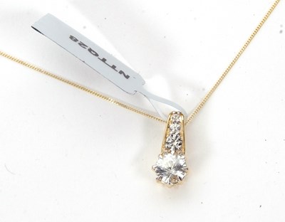 Lot 170 - A 9ct white zircon pendant necklace, the...
