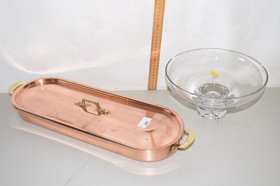 Lot 206 - Copper fish kettle and a pedestal glass bowl