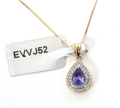 Lot 169 - A 9ct tanzanite and white zircon pendant...
