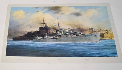 Lot 245 - Robert Taylor coloured print of 'HMS Kelly'...