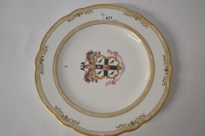 Lot 327 - An armorial plate, the centre with crest and...