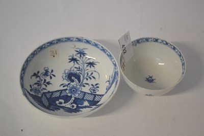 Lot 432 - Lowestoft porcelain tea bowl and saucer...