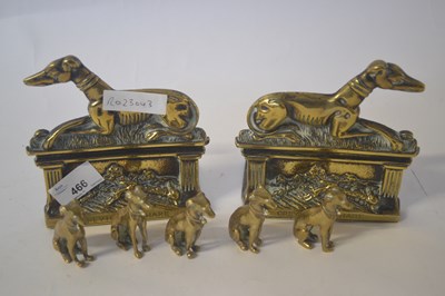 Lot 466 - A pair of brass bookends entitled Greyhound...