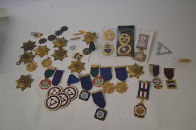 Lot 479 - Box containing a quantity of Masonic badges...