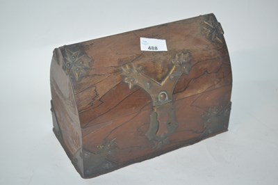Lot 488 - A wooden casket with metal fittings
