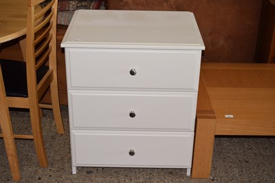 Lot 305 - Modern white finish three drawer bedroom chest