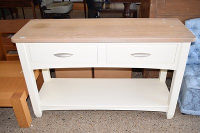 Lot 307 - Modern two drawer side table with light oak top