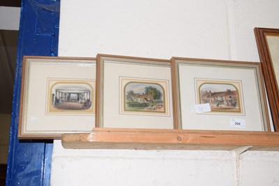 Lot 209 - Group of three coloured engravings of...