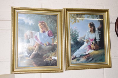 Lot 233 - Pair of coloured prints of girls