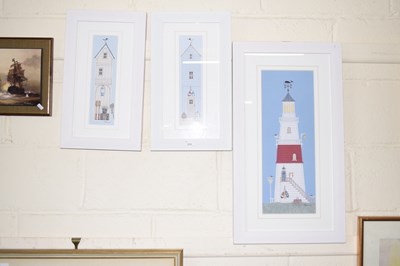 Lot 239 - Group of three modern prints of beach huts by...
