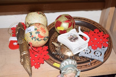 Lot 512 - Wooden dish and Christmas decorations