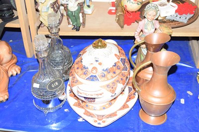 Lot 513 - Tureen, two decanters, copper etc