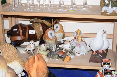 Lot 520 - Model of a Shire horse, owls and others