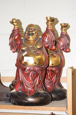 Lot 531 - Pair of painted and gilt decorated standing...