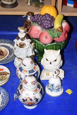 Lot 562 - Pottery bowl of fruit, pair of ginger jars and...