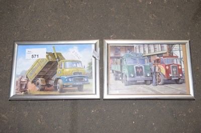 Lot 571 - Two prints of trucks, framed