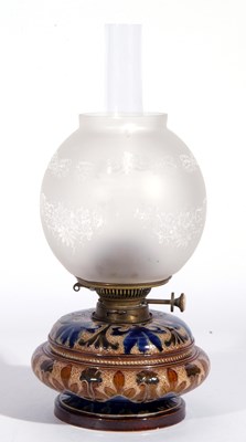 Lot 46 - A Doulton Lambeth oil lamp c1882 of compressed...