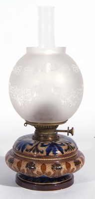 Lot 46 - A Doulton Lambeth oil lamp c1882 of compressed...