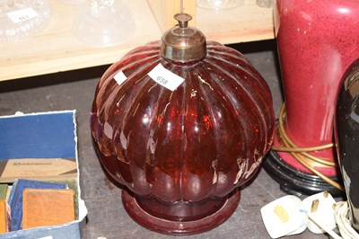 Lot 658 - A red glass ceiling shade