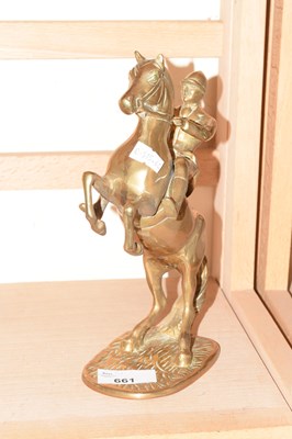 Lot 661 - Brass model of horse and rider