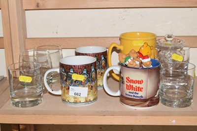Lot 662 - Mixed lot of mugs and glass ware