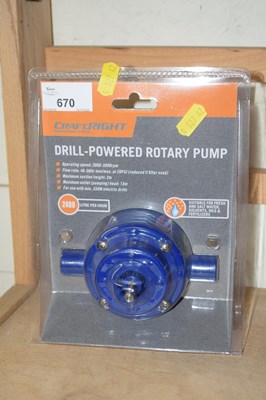 Lot 670 - Drill powered rotary pump, cased