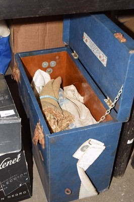 Lot 692 - Blue storage box and contents