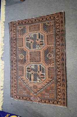 Lot 276 - Middle Eastern prayer rug decorated with large...