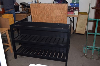 Lot 786 - Large pine table/shelving unit