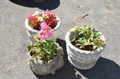 Lot 391 - Three concrete plant pots