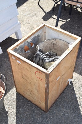 Lot 397 - A large tea chest with galvanised bucket and...