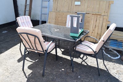 Lot 400 - Large outside glass table and lounger chairs