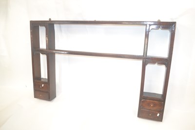 Lot 386 - An 18th Century oak wall shelf or plate rack...