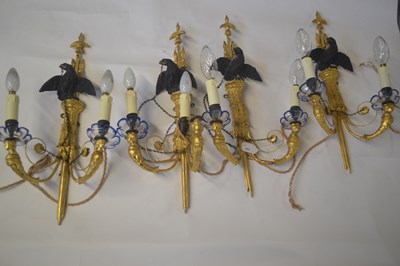 Lot 537 - A set of four 19th Century gilt wood wall...