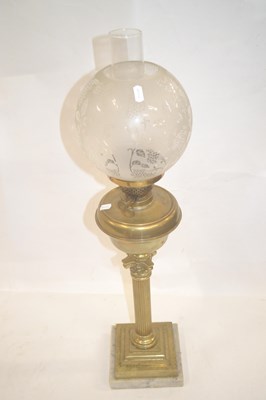 Lot 549 - A Victorian oil lamp with frosted glass shade...